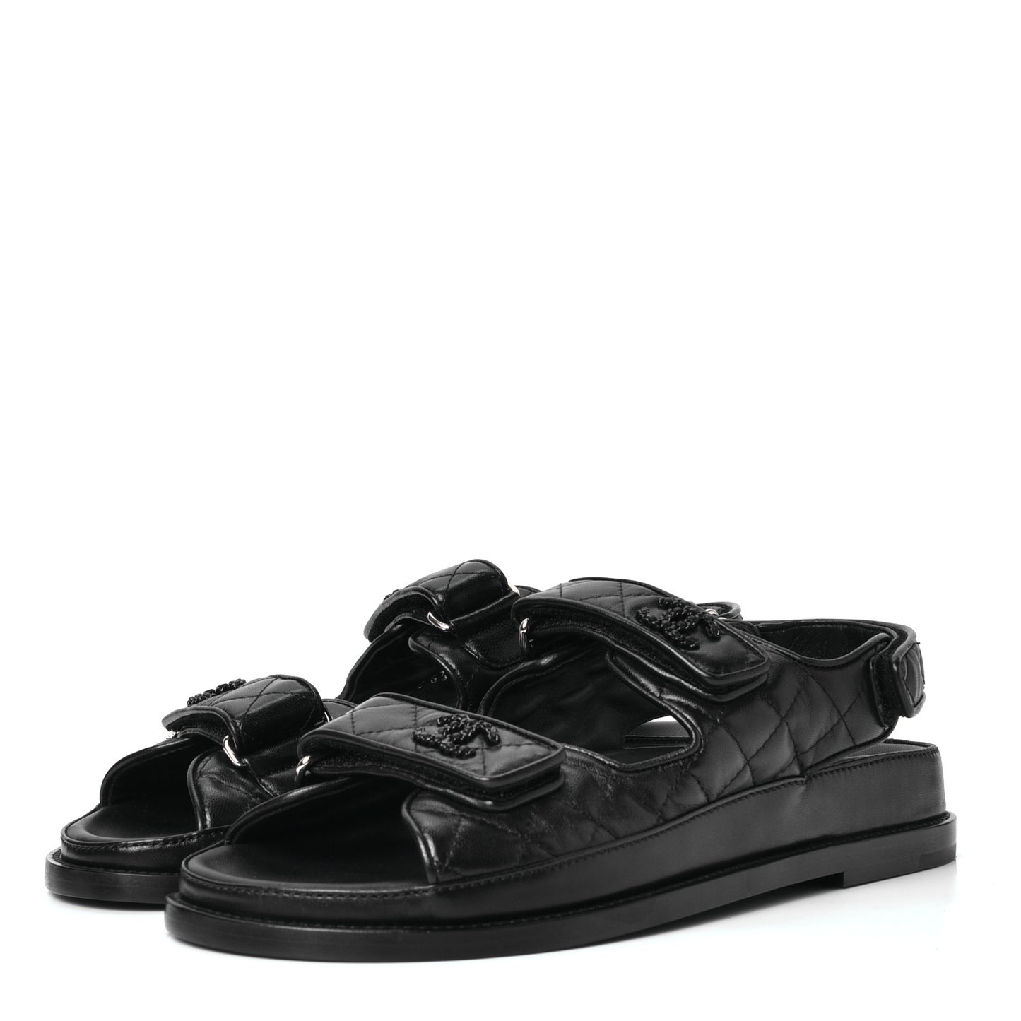 Lambskin Velcro Dad Sandals 39 Black