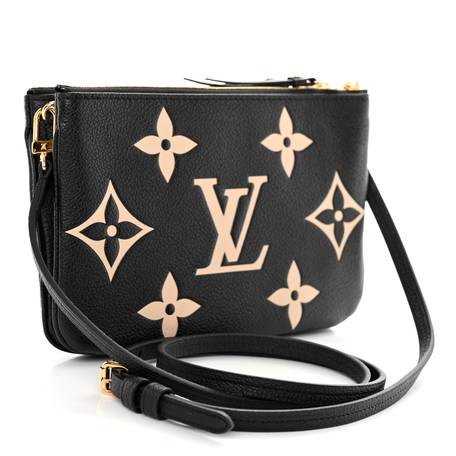 Louis Vuitton Empreinte Monogram Giant Double Zip Pochette Black Cream 3 of 10