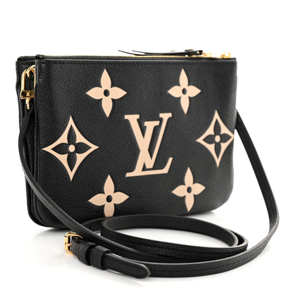 Louis Vuitton Empreinte Monogram Giant Double Zip Pochette Black Cream 3 of 10