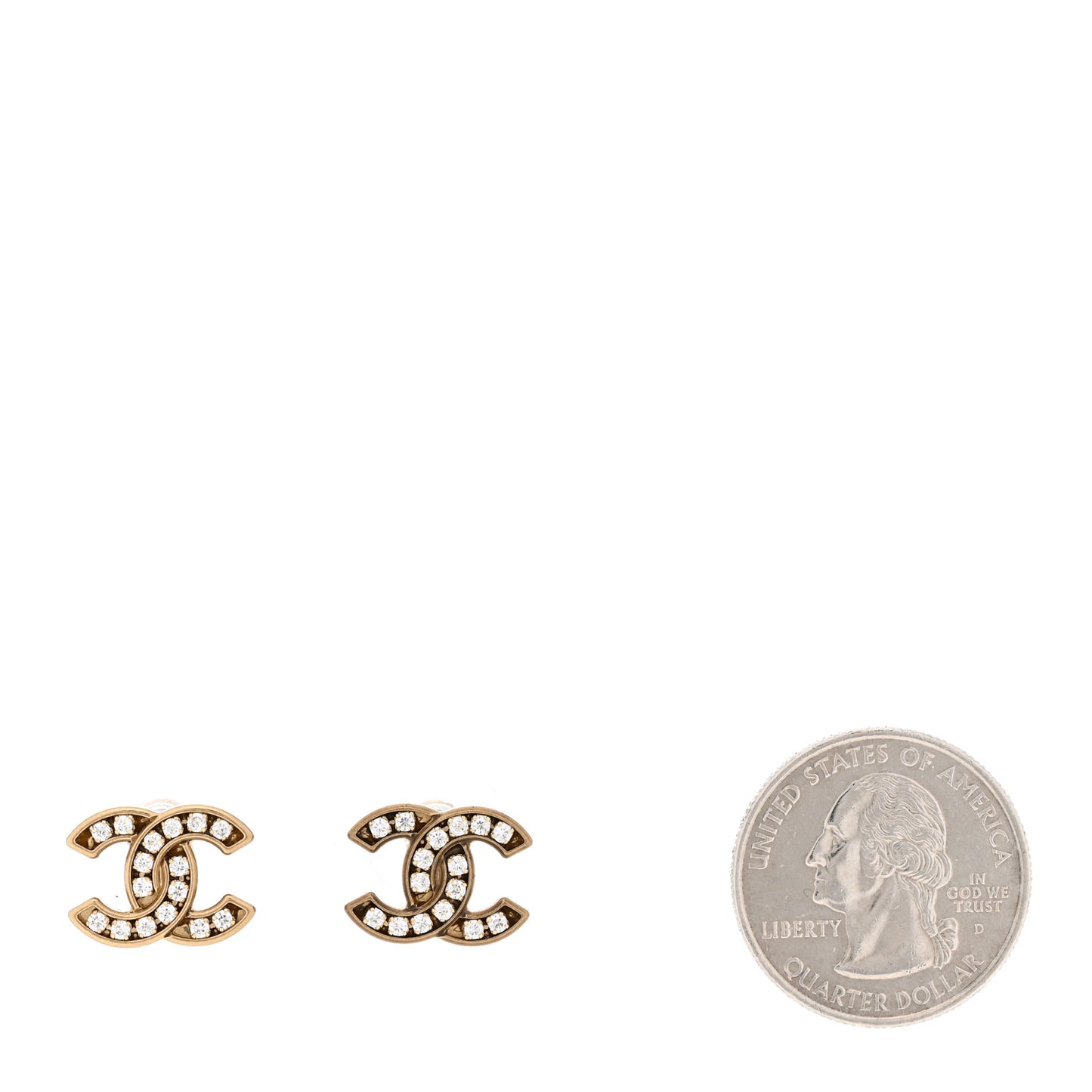 Matte Metal Crystal CC Earrings Gold