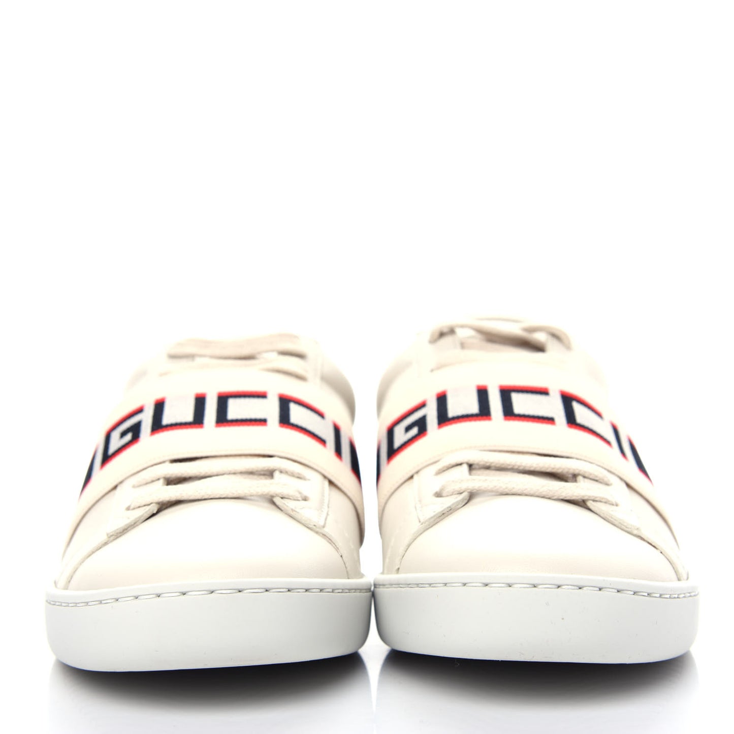 Calfskin Stripe Womens New Ace Sneakers 35.5 New Mystic White Ecru Red Flame