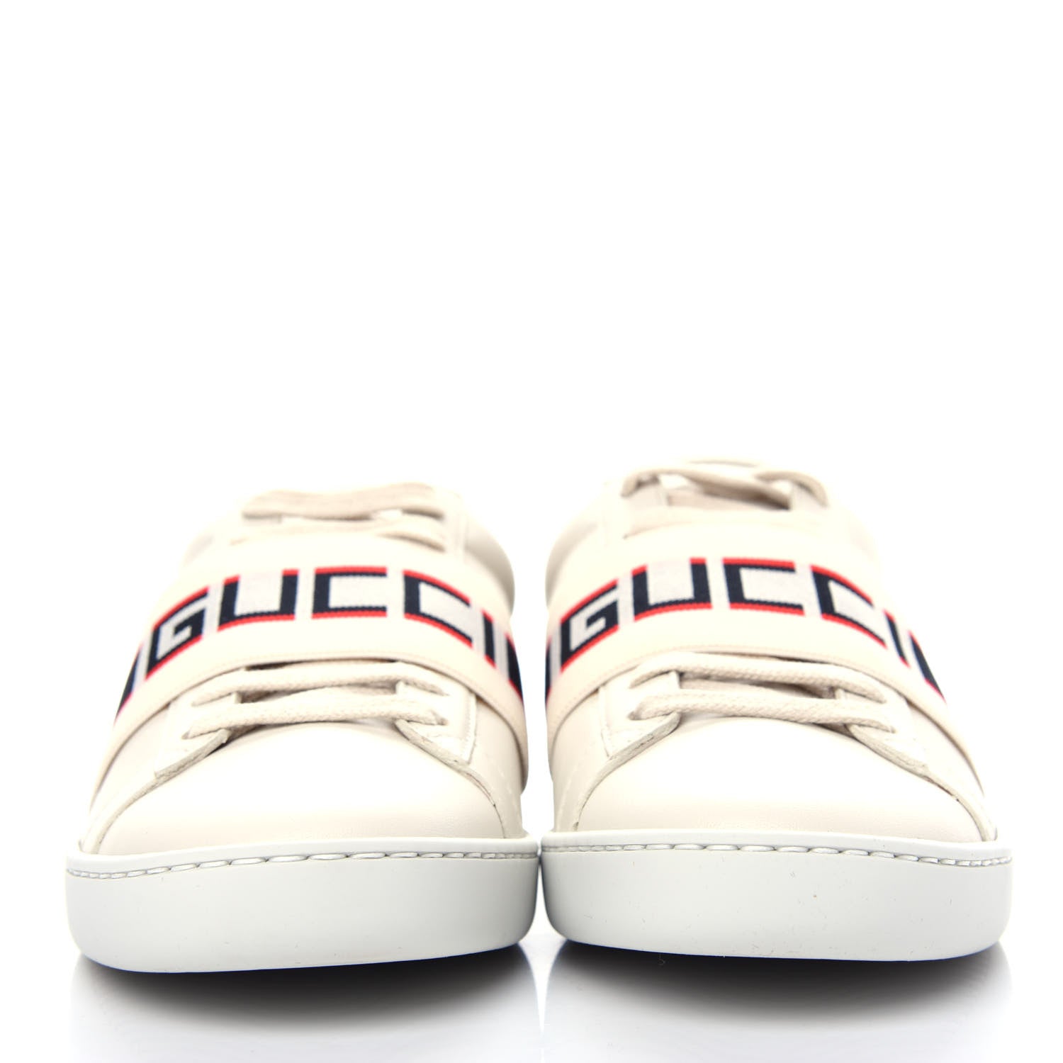 Gucci Calfskin Stripe Womens New Ace Sneakers 35.5 New Mystic White Ecru Red Flame 2 of 11