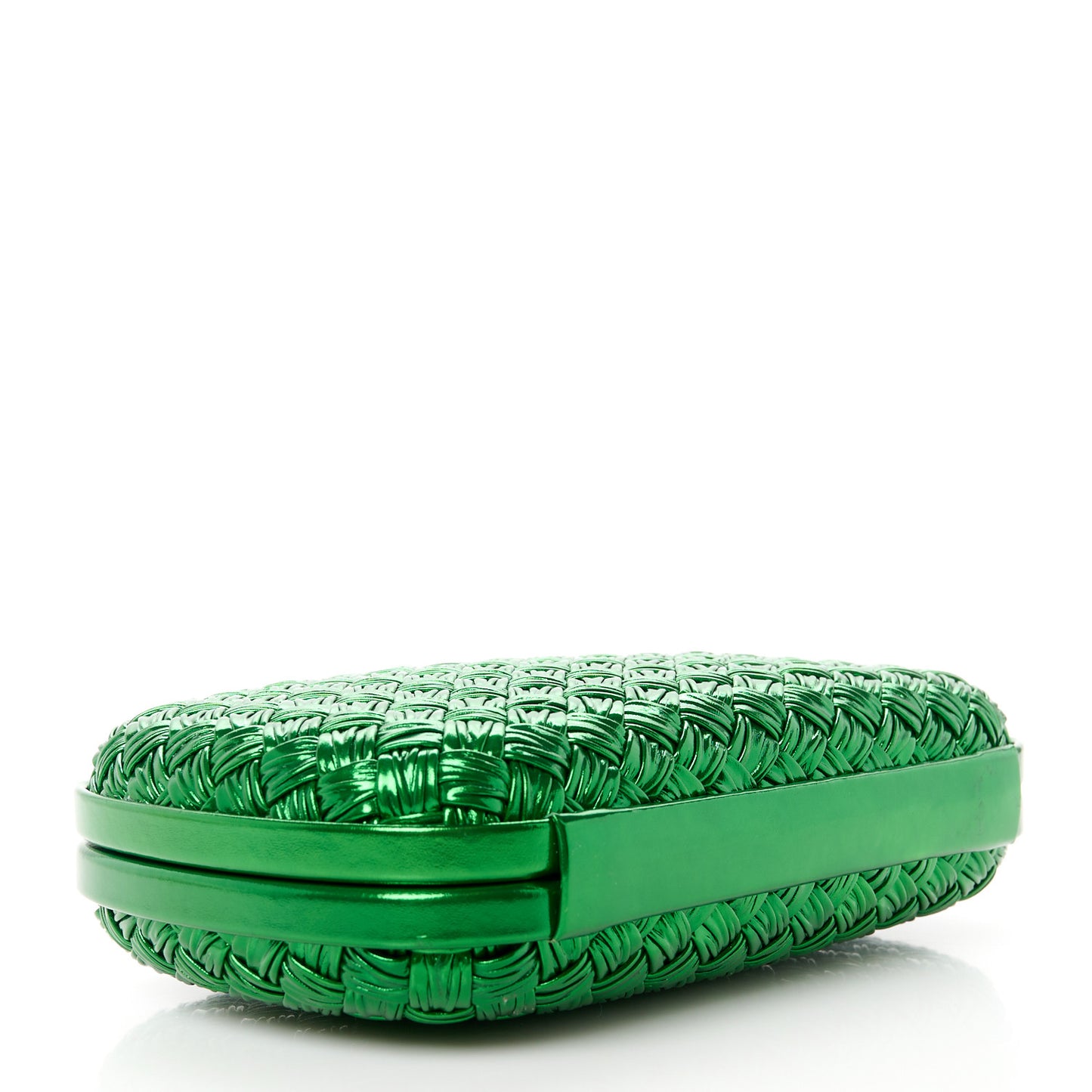 Metallic Intrecciato Minaudiere Knot Clutch Green