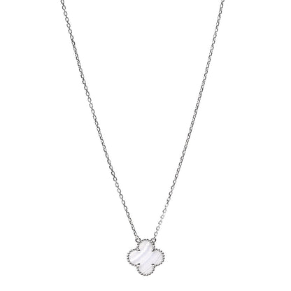 Van Cleef & Arpels 18K White Gold Chalcedony Vintage Alhambra Pendant Necklace 1 of 7