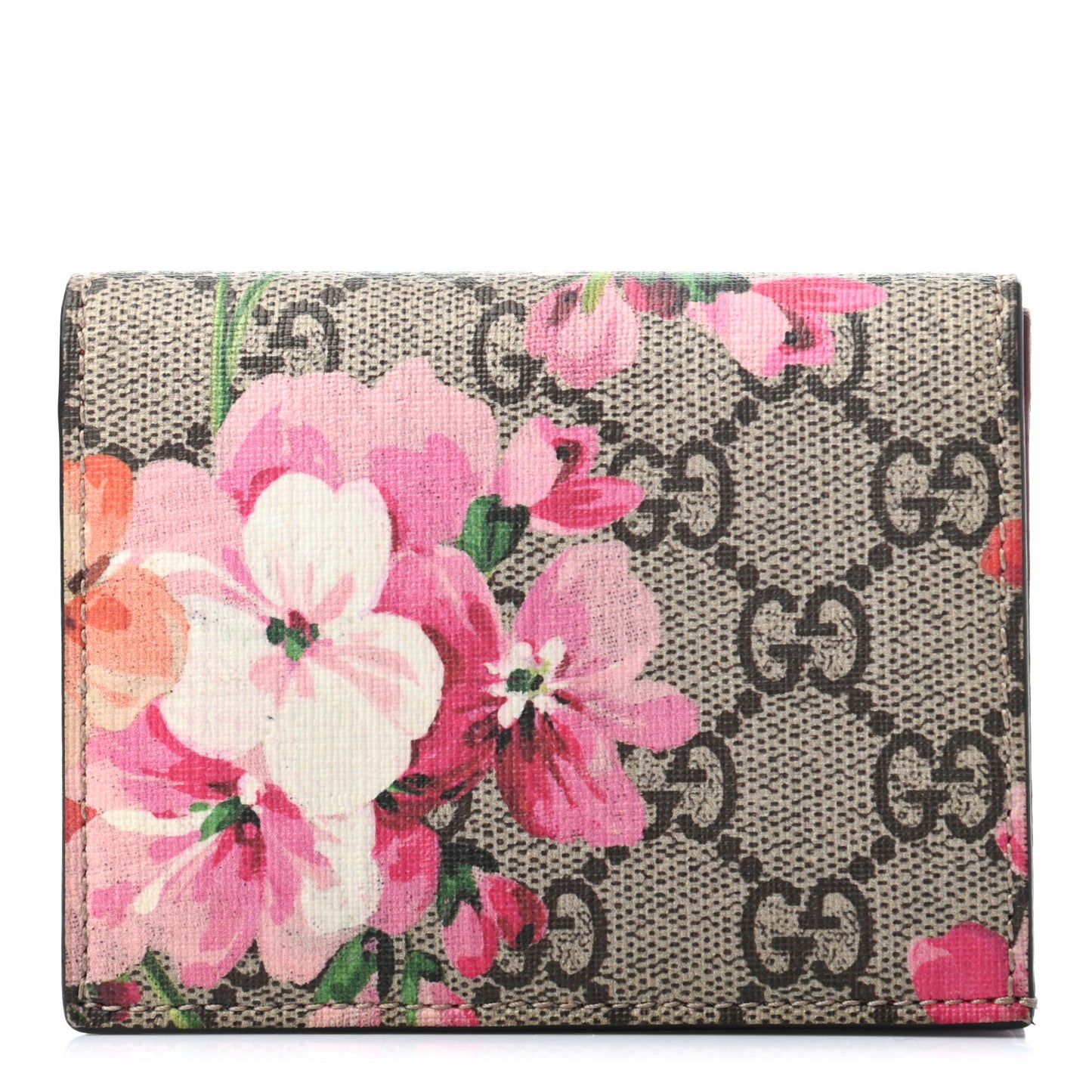 GG Supreme Monogram Blooms Card Case Beige Multicolor Dry Rose
