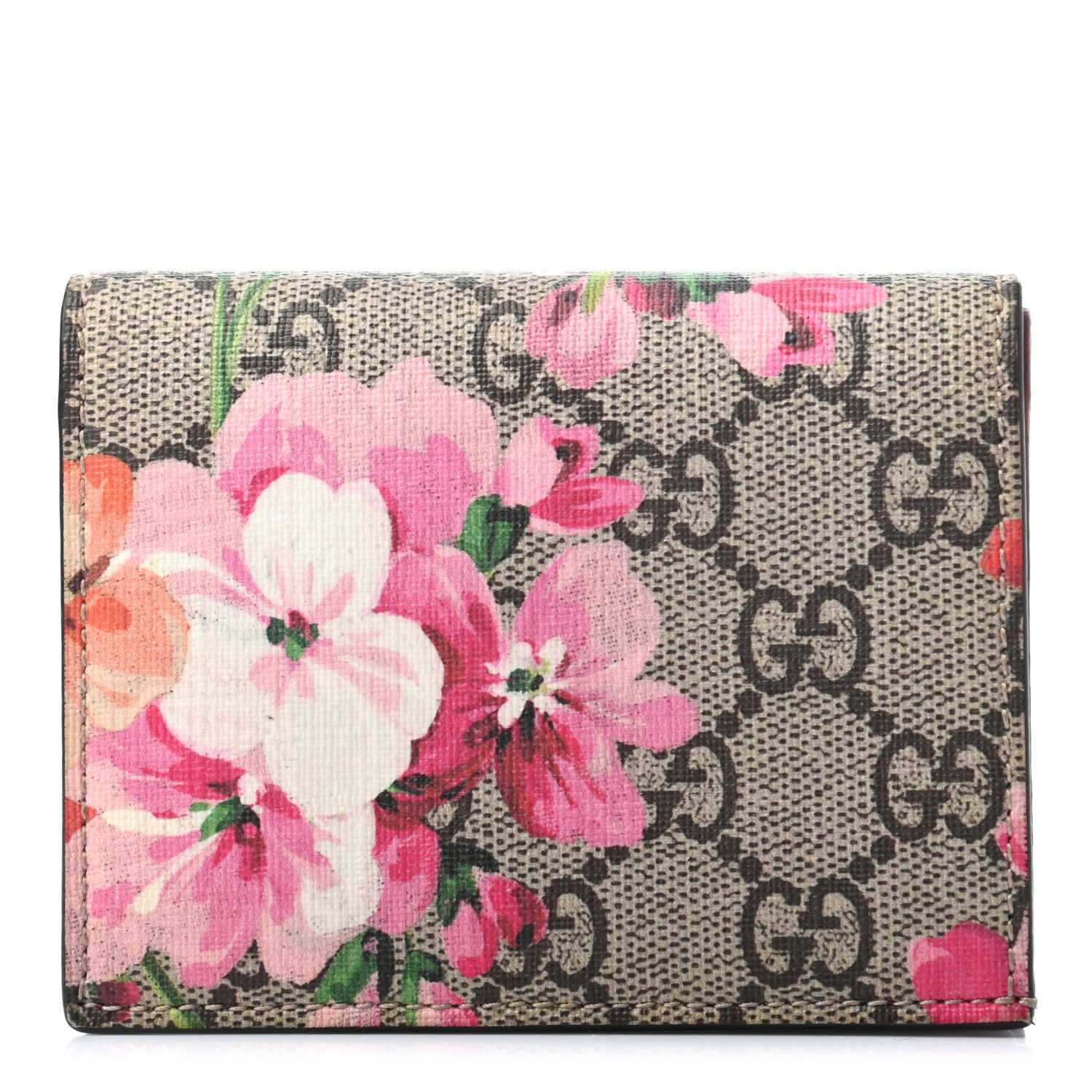 Gucci GG Supreme Monogram Blooms Card Case Beige Multicolor Dry Rose 1 of 7