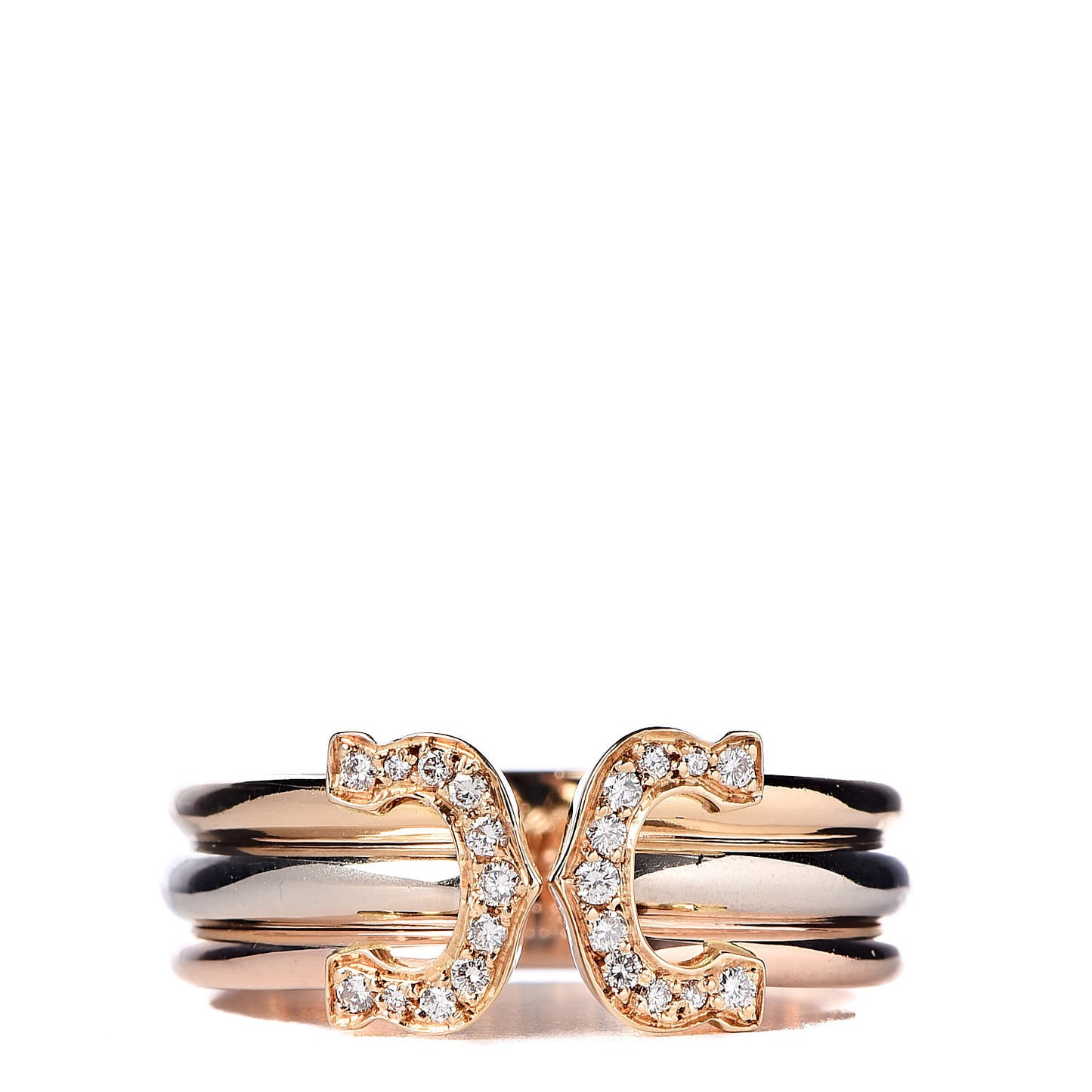 18K Pink Yellow White Gold Diamond C De Ring 54 6.75