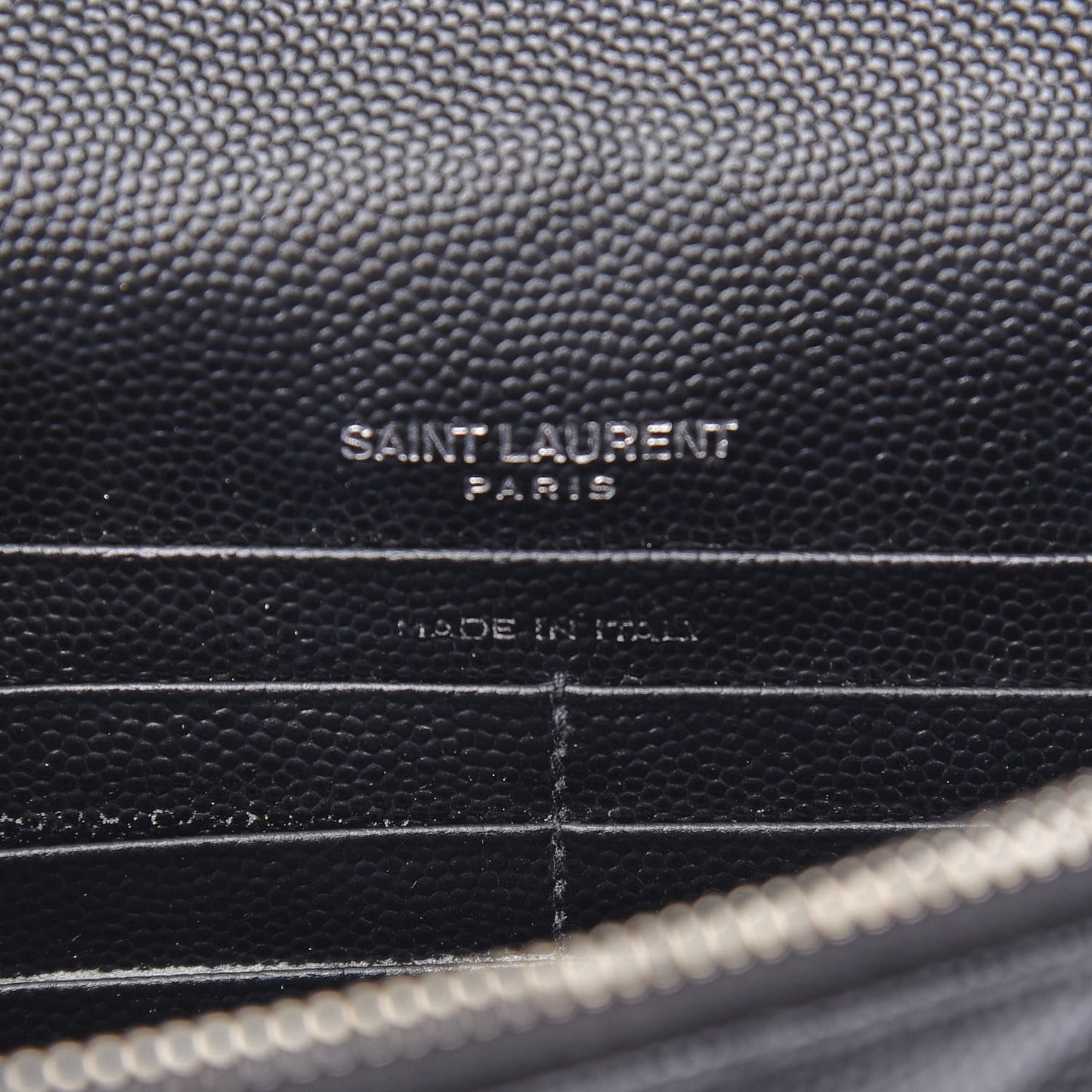 Grain De Poudre Matelasse Chevron Monogram Envelope Chain Wallet Black