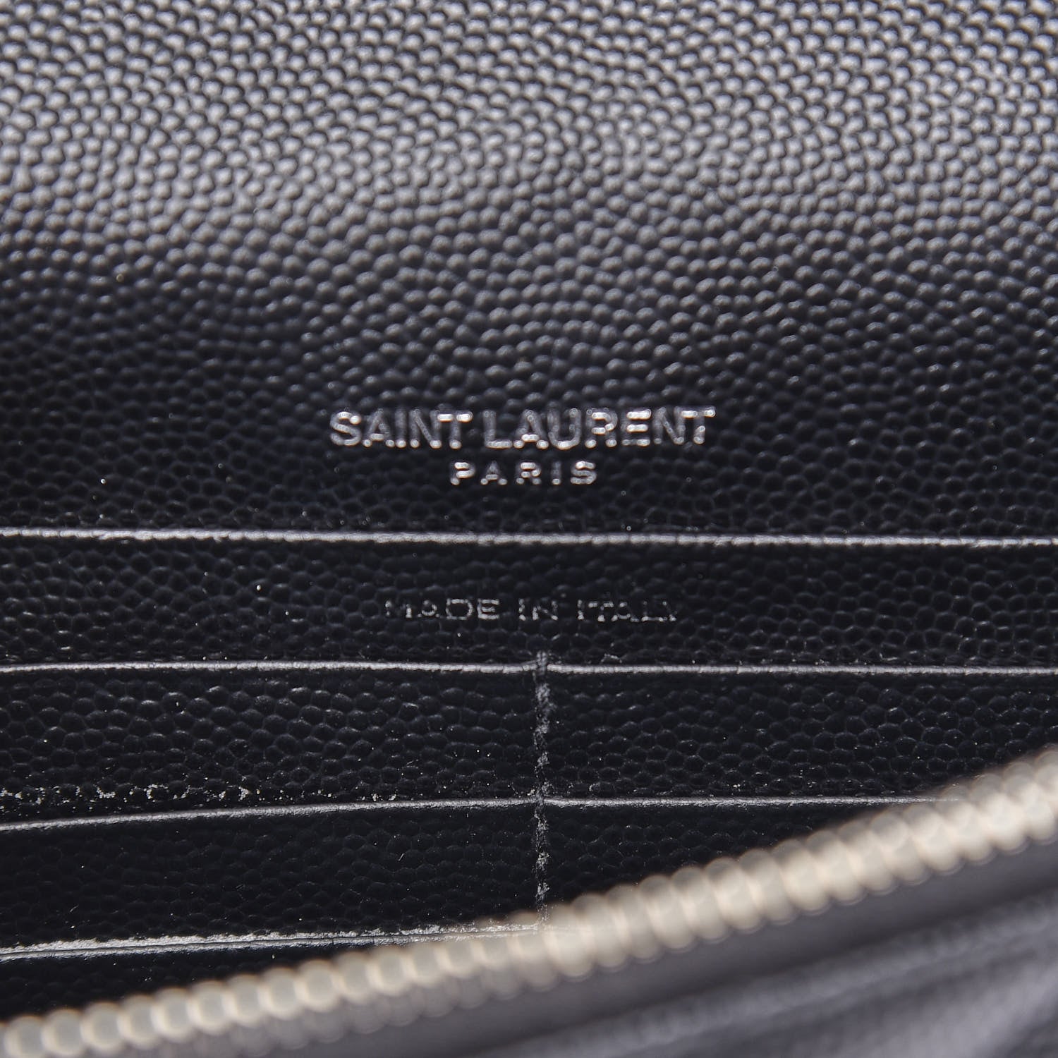 Saint Laurent Grain De Poudre Matelasse Chevron Monogram Envelope Chain Wallet Black 6 of 10