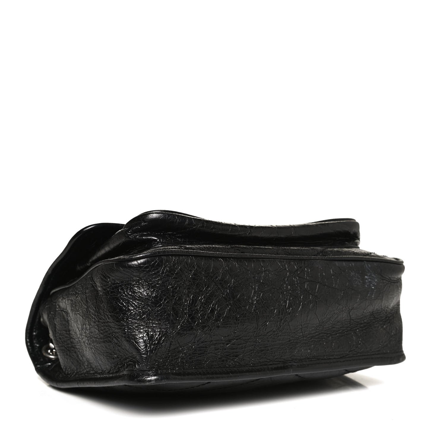 Crinkled Calfskin Matelasse Monogram Medium Niki Chain Satchel Black