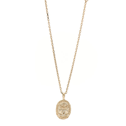 Chanel Crystal CC Medallion Necklace Gold 1 of 4