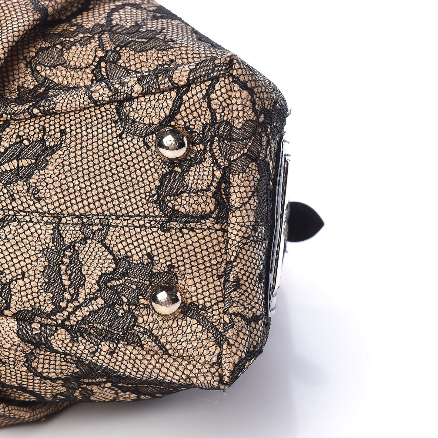 Straw Lace Bow Dome Tote Black