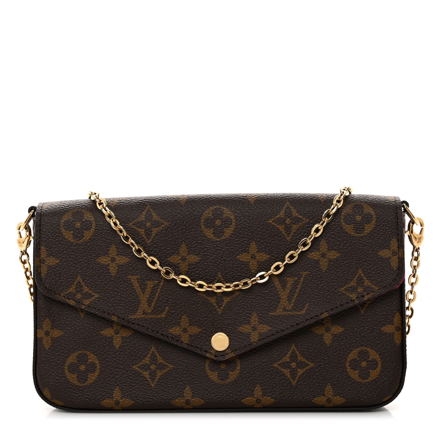 Louis Vuitton Monogram Pochette Felicie Chain Wallet Fuchsia 1 of 10