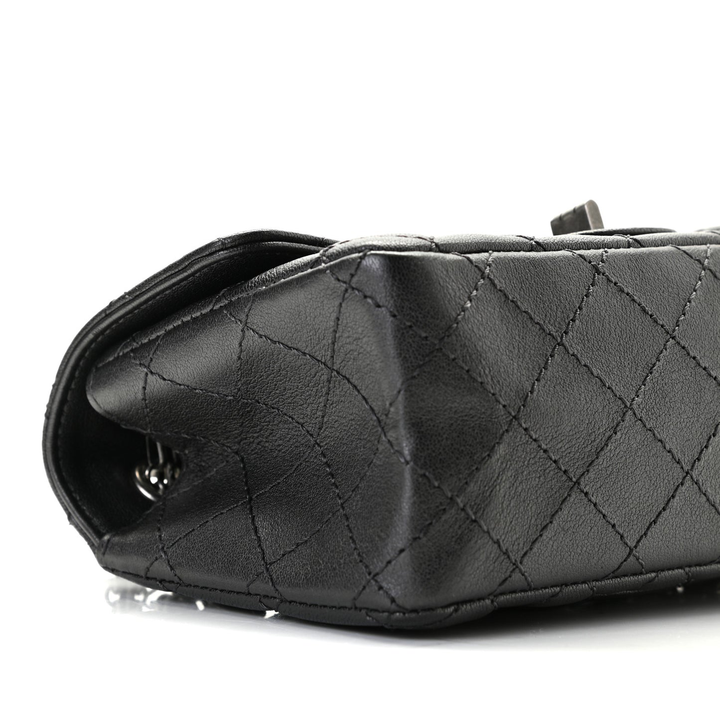 Metallic Sheepskin Quilted 2.55 Reissue Mini Flap Dark Grey