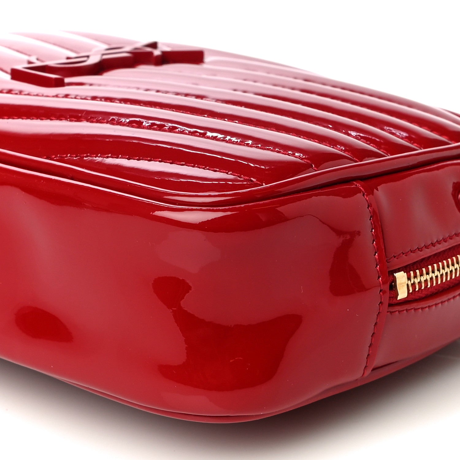 Saint Laurent Patent Calfskin Matelasse Monogram Mini Lou Camera Bag Eros Red 10 of 10
