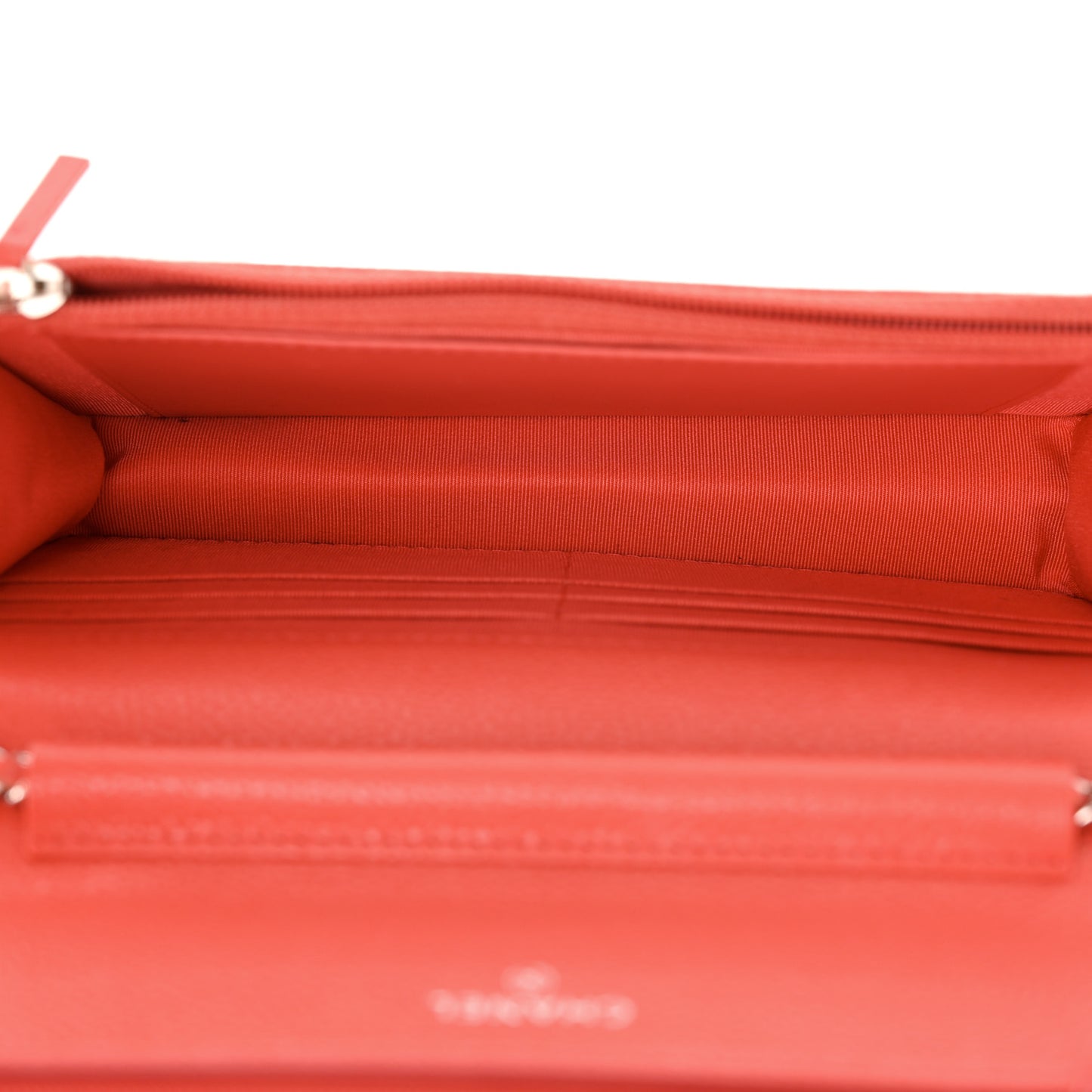 Caviar Chevron Quilted Wallet On Chain WOC Coral