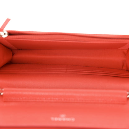 Chanel Caviar Chevron Quilted Wallet On Chain WOC Coral 5 of 14