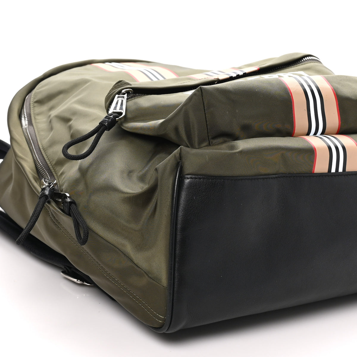 Burberry Canvas Vintage Check Stripe Jett Backpack Dark Olive Green 8 of 10