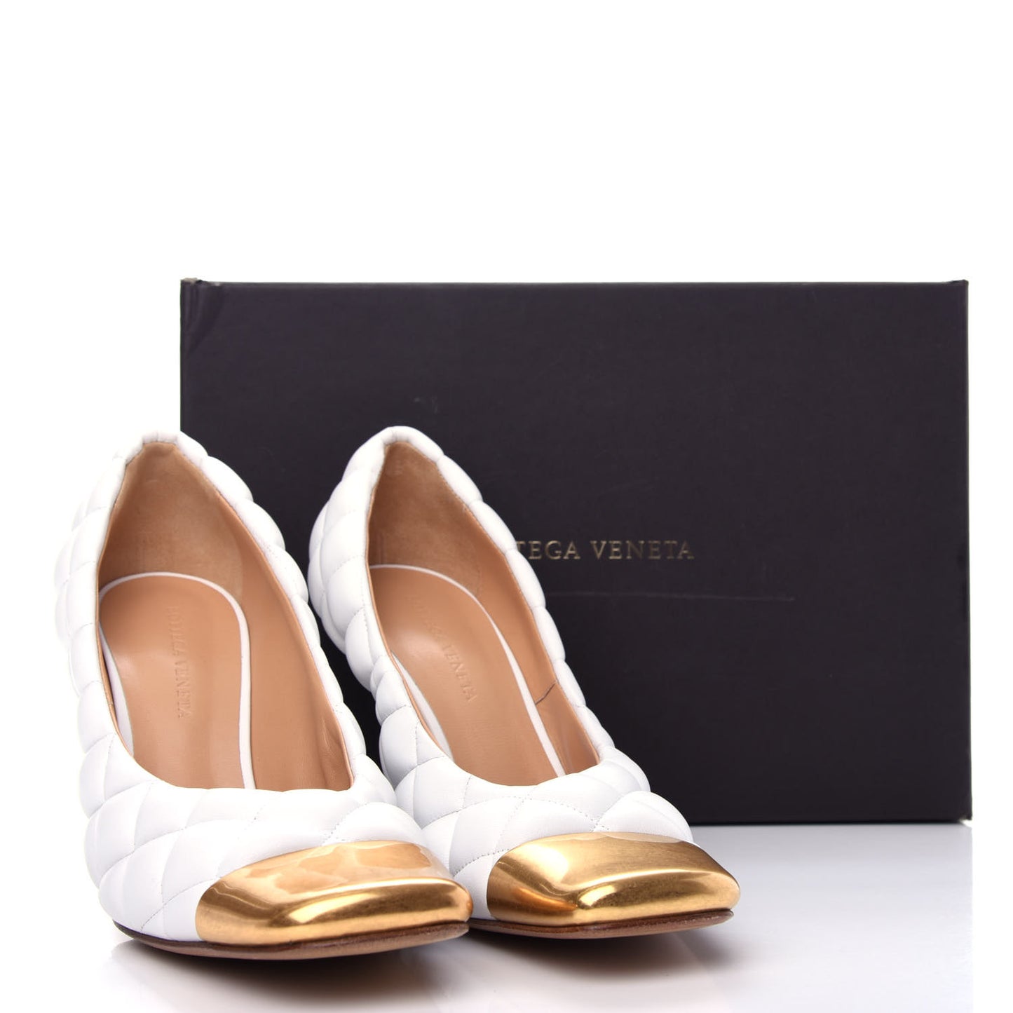 Nappa Matelasse Captoe Pumps 39 Optic White