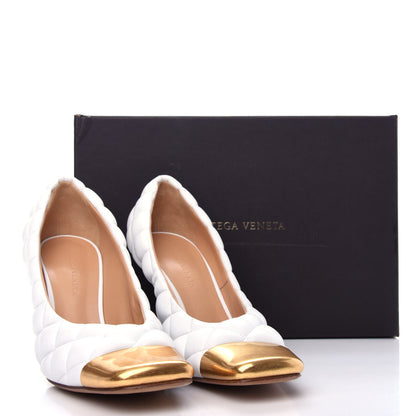 Bottega Veneta Nappa Matelasse Captoe Pumps 39 Optic White 10 of 10