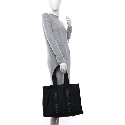 Chloe Recycled Nylon Large Woody Ribbon Tote Black 2 of 8