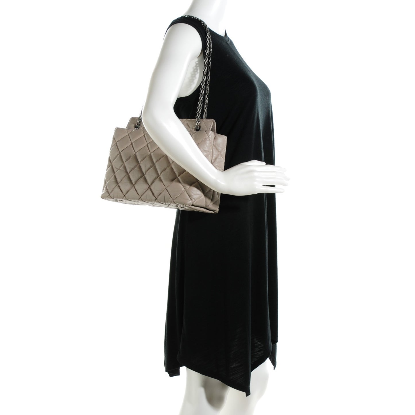 Aged Calfskin Quilted Reissue 2.55 Tote Light Grey
