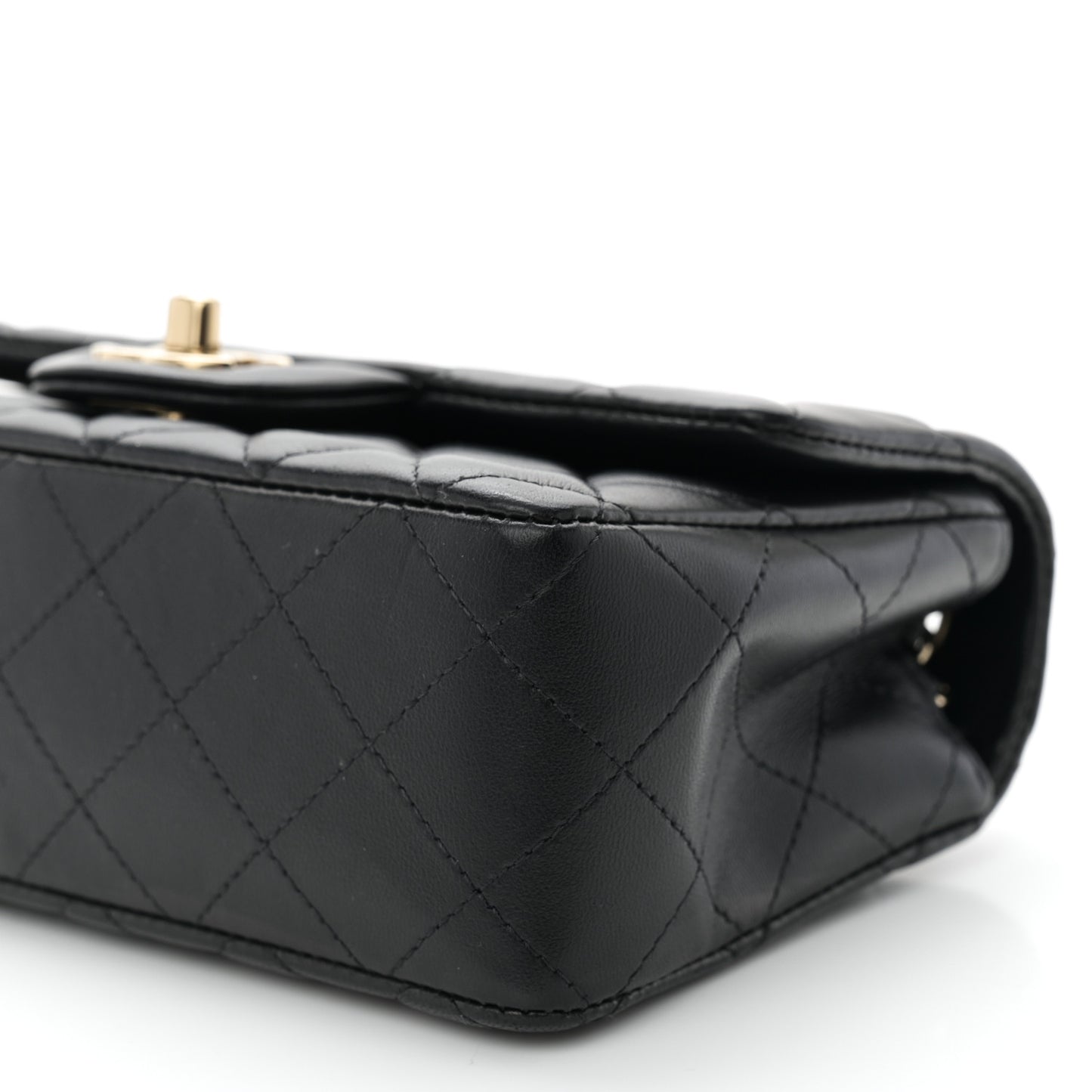 Lambskin Quilted Mini Rectangular Flap Black