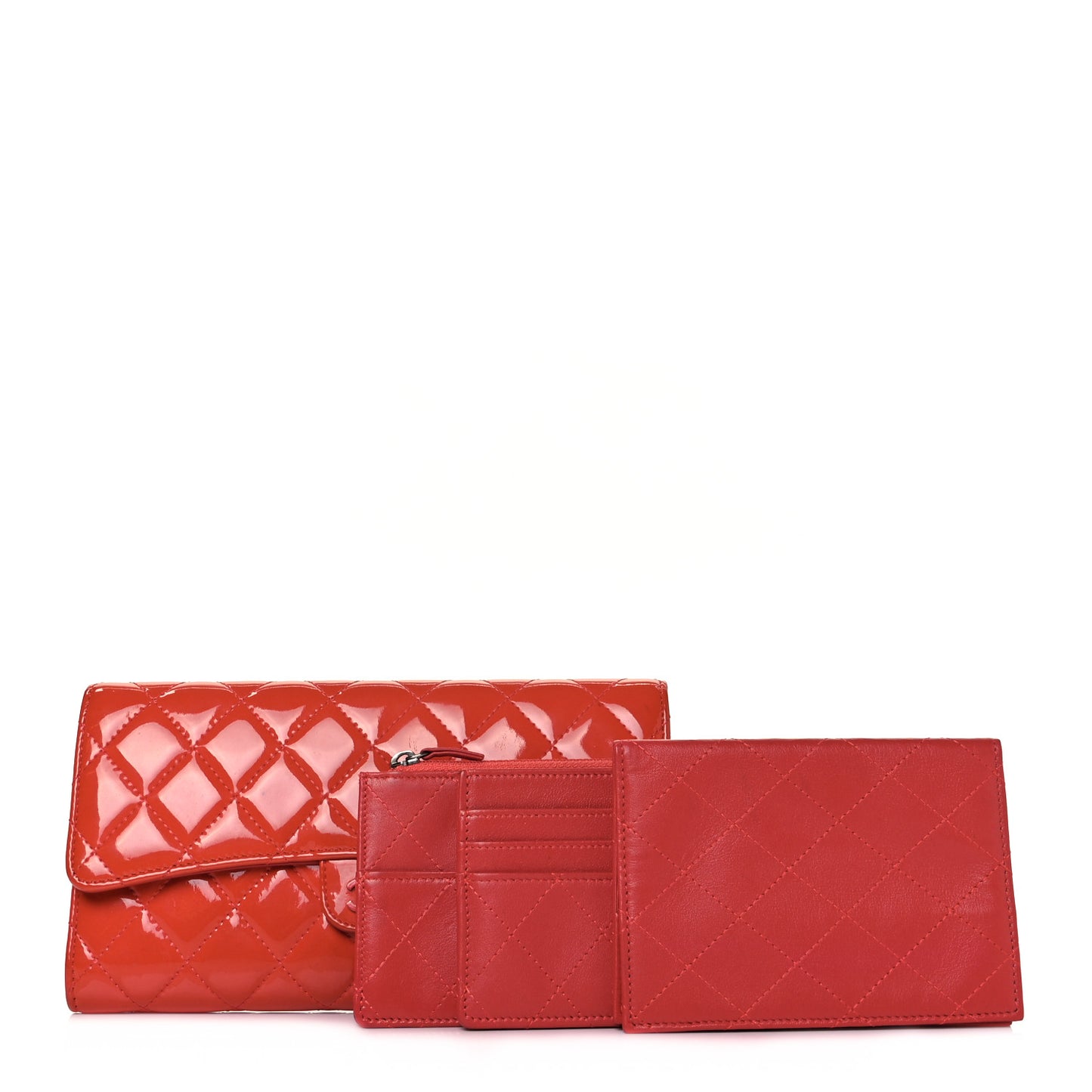 Patent Quilted Travel Wallet Rose Fonce