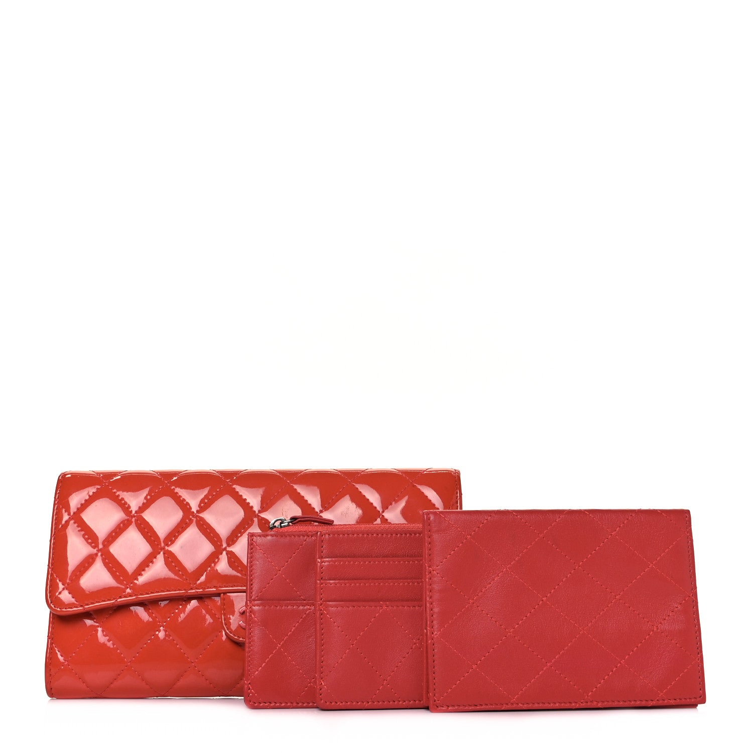 Chanel Patent Quilted Travel Wallet Rose Fonce 3 of 14