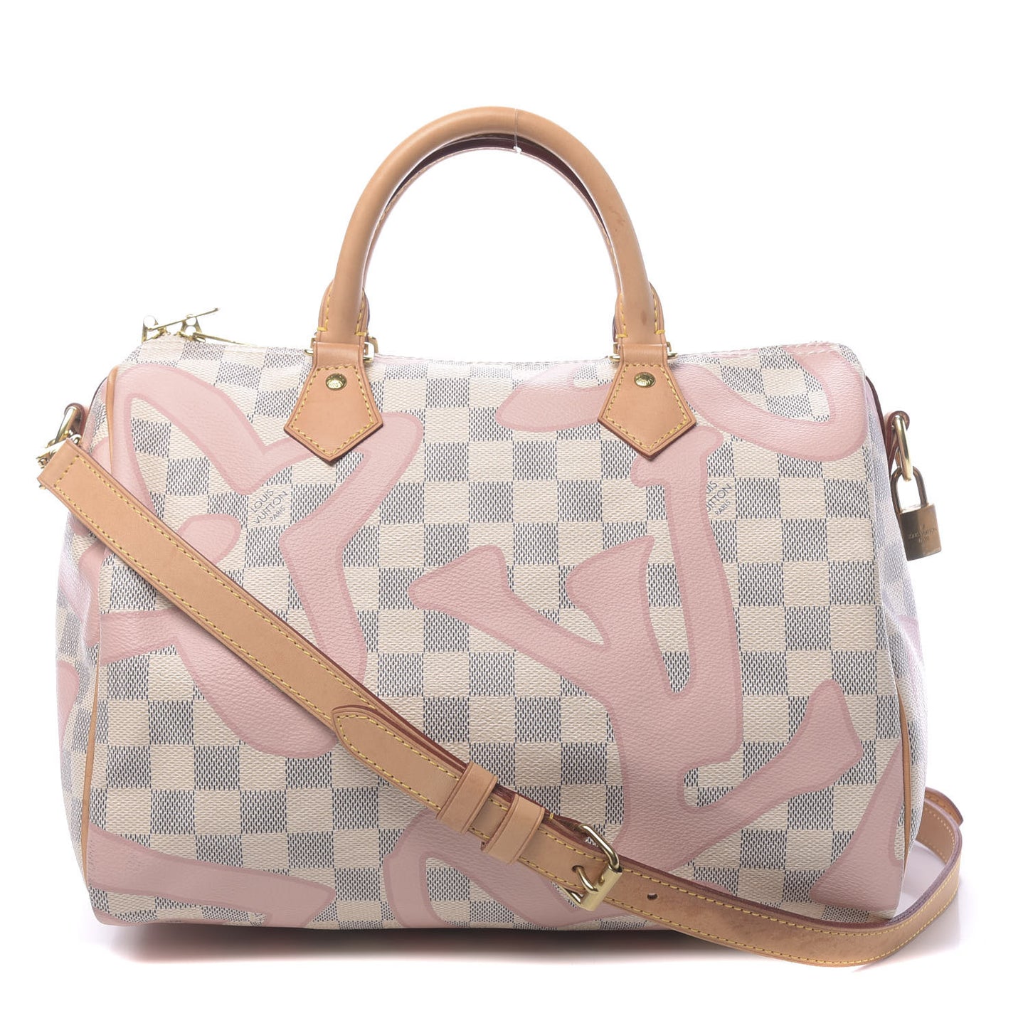 Damier Azur Tahitienne Speedy Bandouliere 30 Rose Ballerine