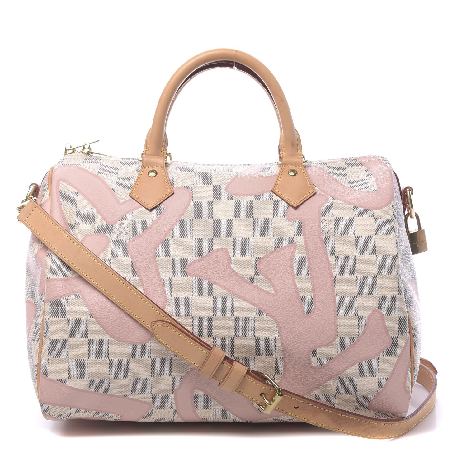 Louis Vuitton Damier Azur Tahitienne Speedy Bandouliere 30 Rose Ballerine 1 of 14