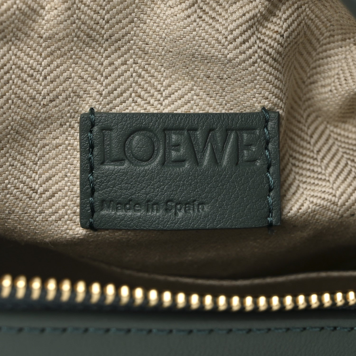 Loewe Calfskin Small Puzzle Edge Bag Bottle Green 1767399