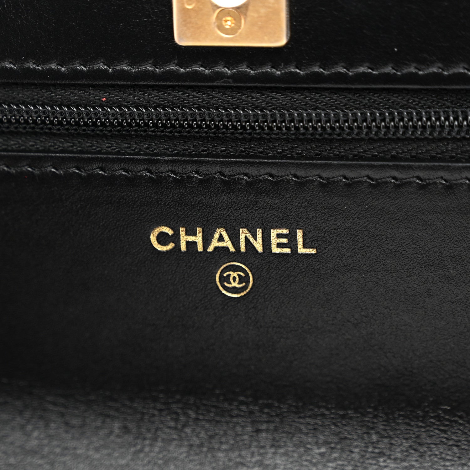 Chanel Shiny Calfskin Quilted Metal Top Handle Wallet On Chain WOC Black 6 of 13