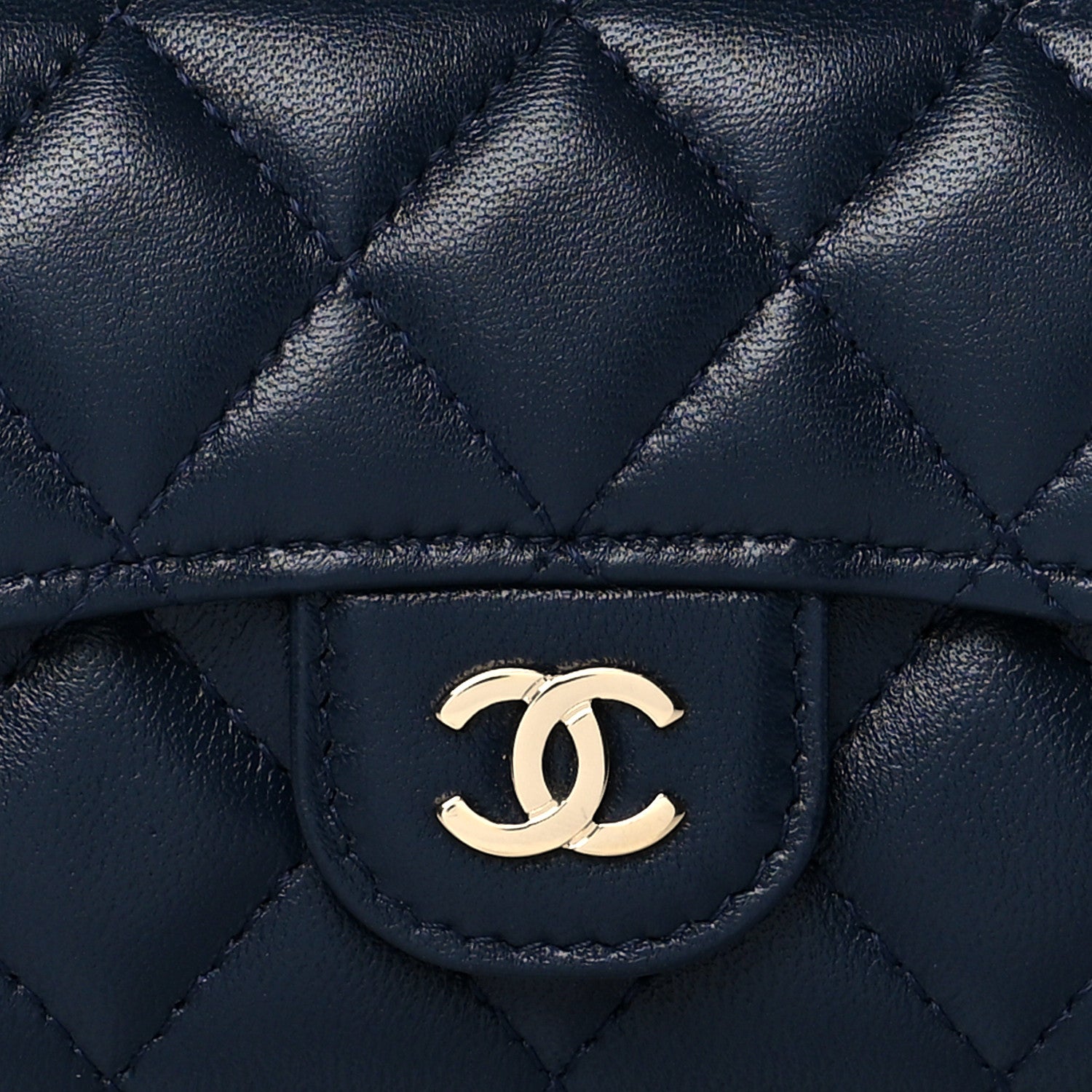 Chanel Lambskin Quilted Flap Card Holder Wallet Navy 9 of 10