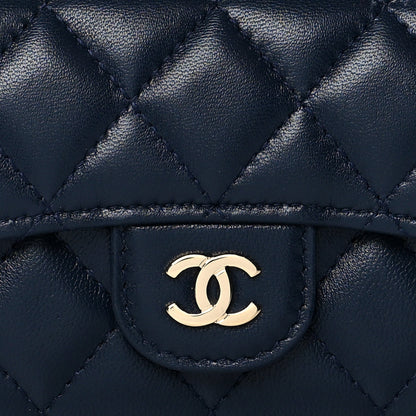 Chanel Lambskin Quilted Flap Card Holder Wallet Navy 9 of 10
