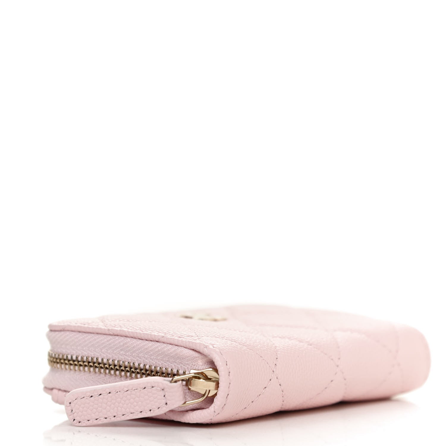 Chanel Caviar Quilted Zip Coin Purse Wallet Pink 7 of 9