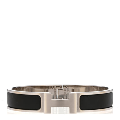Hermes Matte Enamel Narrow Clic Clac HH Bracelet T4 Black 1 of 5