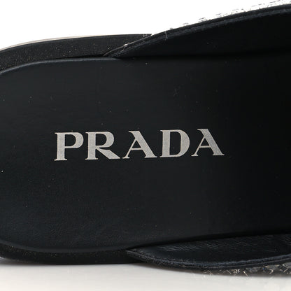 Prada Satin Crystal Metal Triangle Logo 40mm Loafer Mules 39.5 Cristal 8 of 8