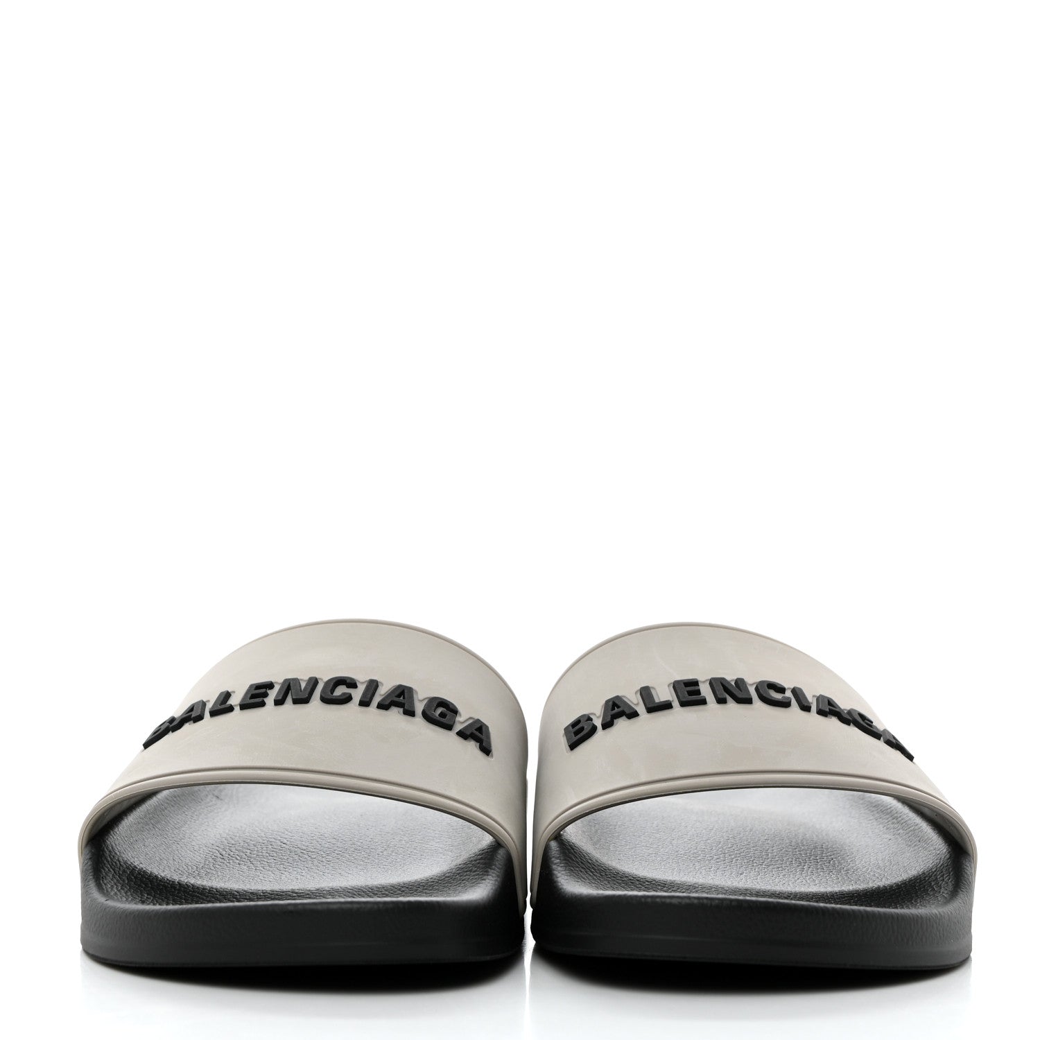 Balenciaga Rubber Womens Logo Pool Slide Sandals 37 Black Grey 2 of 10