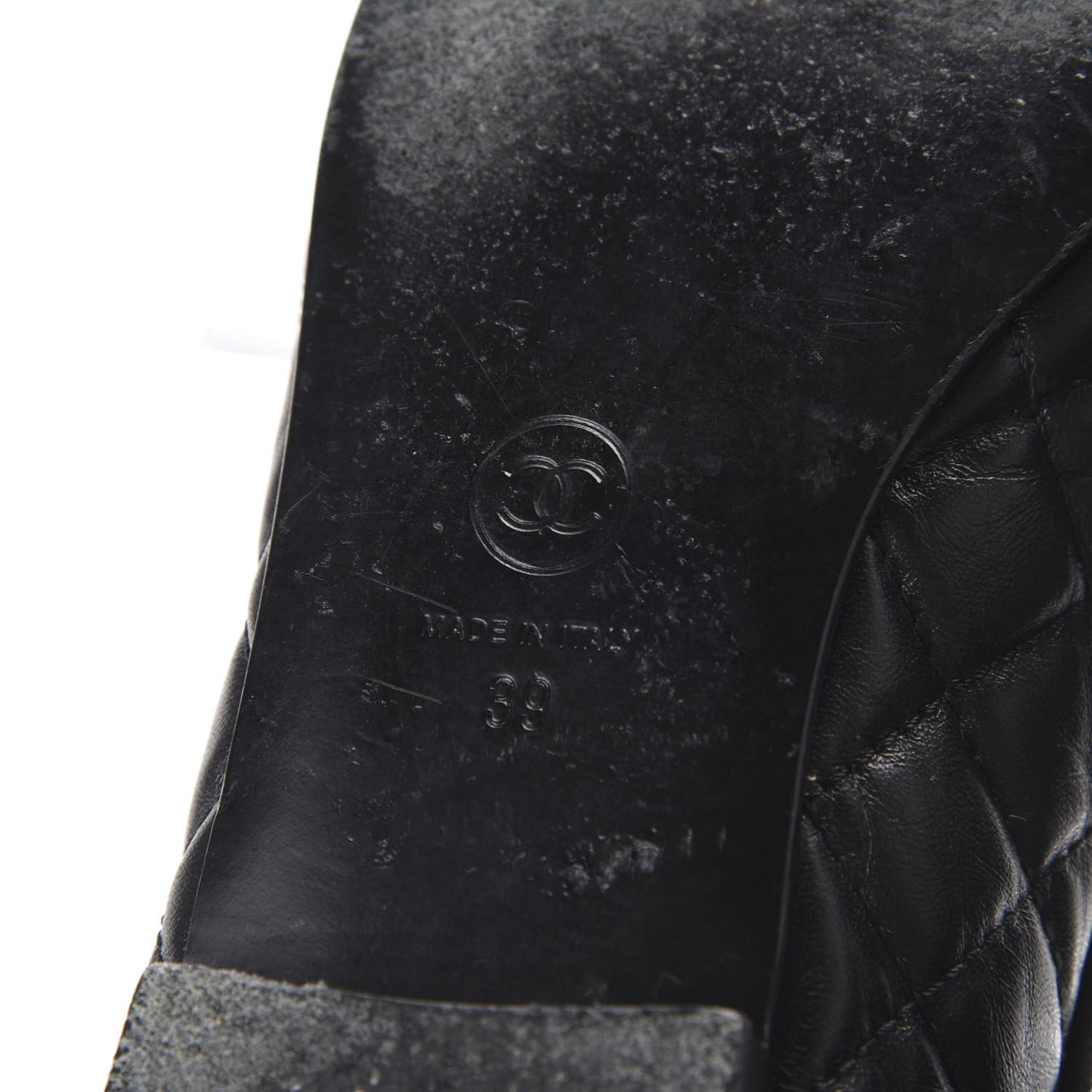 Aged Calfskin Quilted CC Cap Toe Ballerina Flats 39 Black