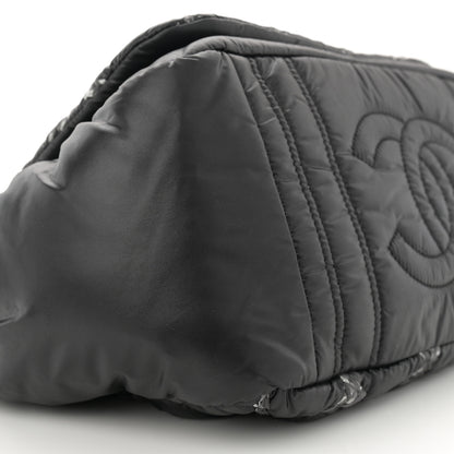 Chanel Nylon Quilted Tweed Stitch Bubble Accordion Flap Black 9 of 12