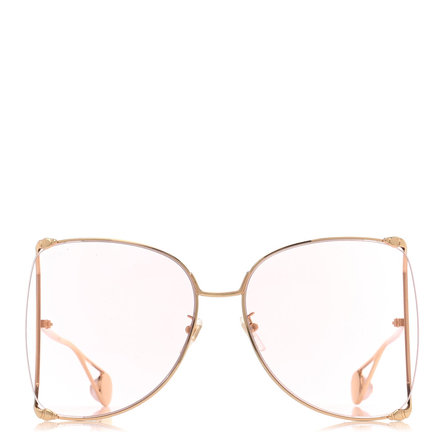 Metal Oversized Round Sunglasses GG0252S Gold Pink