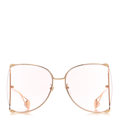 Gucci Metal Oversized Round Sunglasses GG0252S Gold Pink 2 of 7