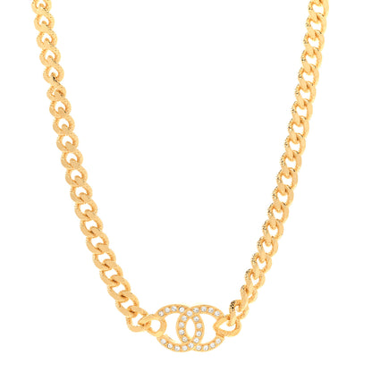 Chanel Crystal Chain Link CC Choker Necklace Gold 1 of 7