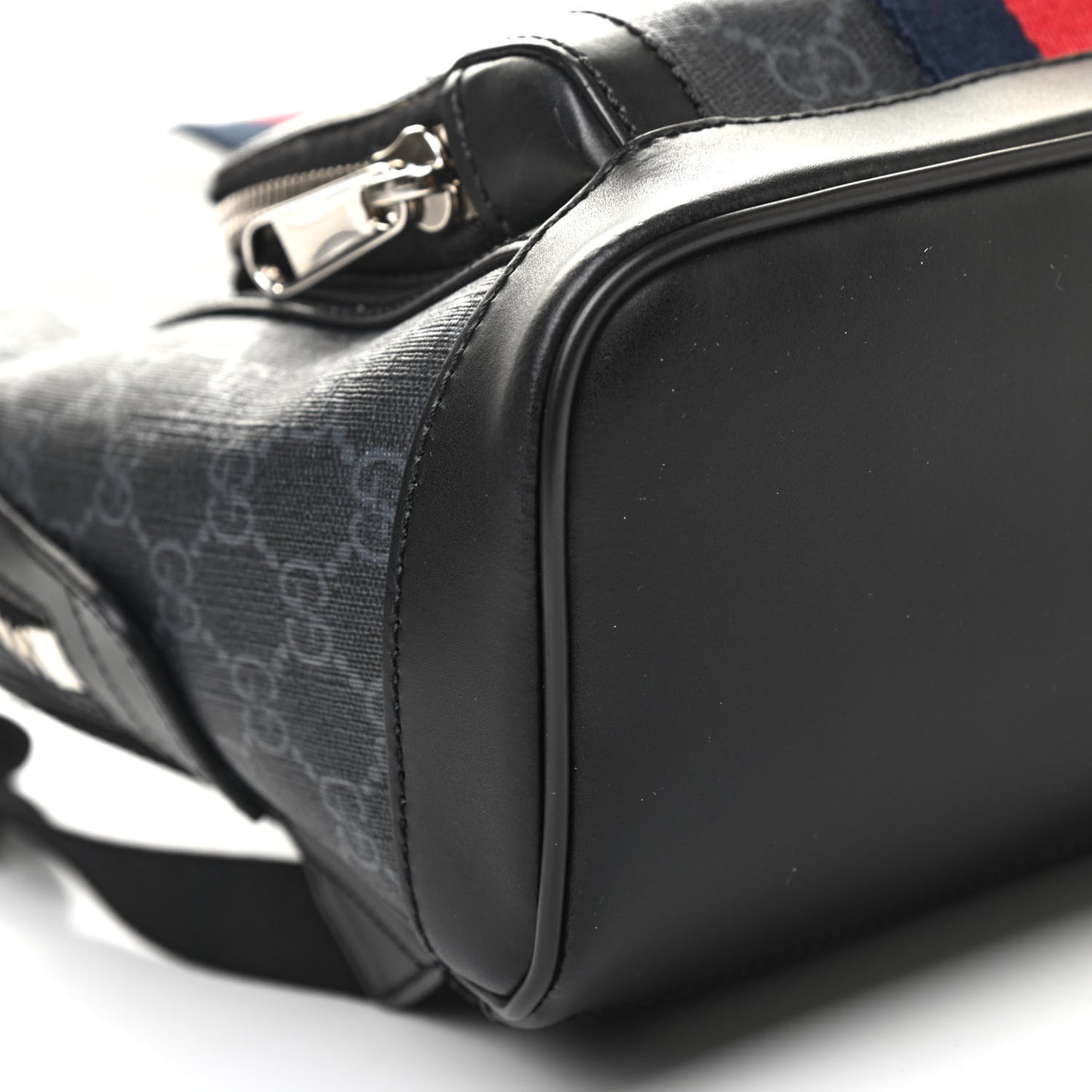 GG Supreme Monogram Appia Calfskin Web Small Day Backpack Black