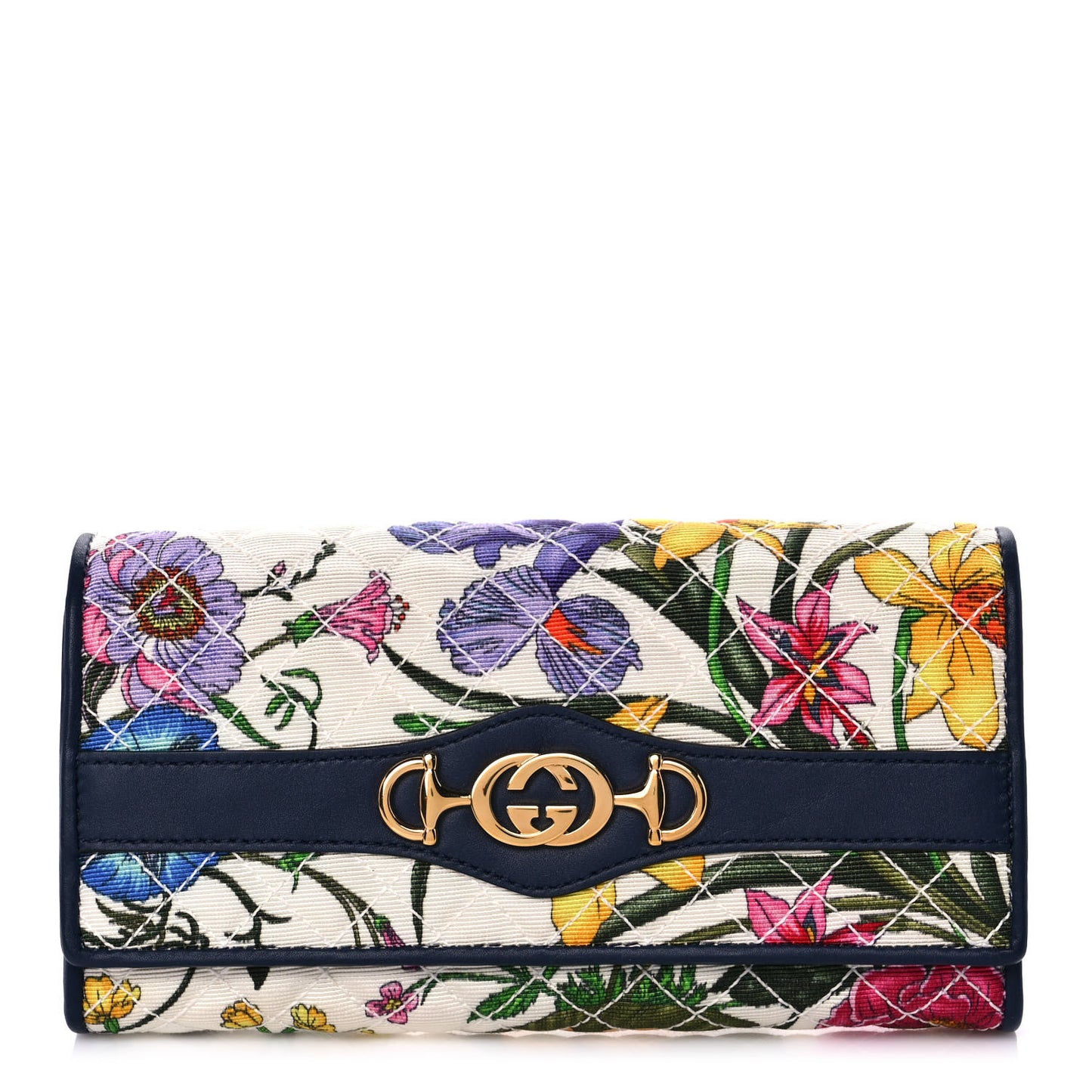 Canvas Flora Floral Trapuntata Zumi Continental Wallet Great White Multicolor Blue Agata