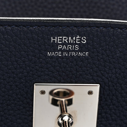 Hermes Togo Birkin Verso 30 Bleu Nuit Orange Poppy 5 of 11