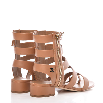 Chanel Calfskin Gladiator Sandals 38.5 Brown 4 of 10