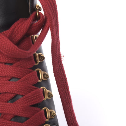 Gucci Calfskin Embroidered Lace Up Combat Ankle Boots 36 Black 9 of 10