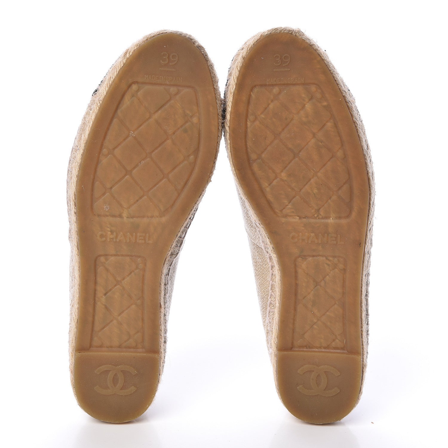 Chanel Toile Sequin CC Espadrilles 39 Beige Black 7 of 13